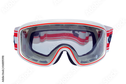 Vintage ski goggles, isolated on white background.