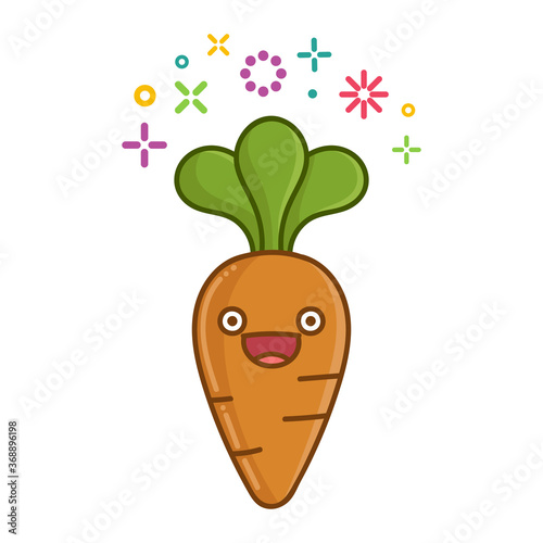 kawaii smiling carrot cartoon illustration
