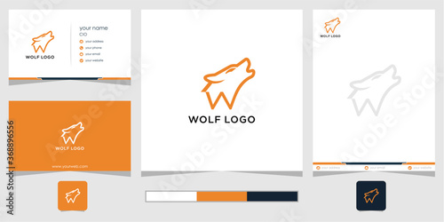 wolf with letter W logo template