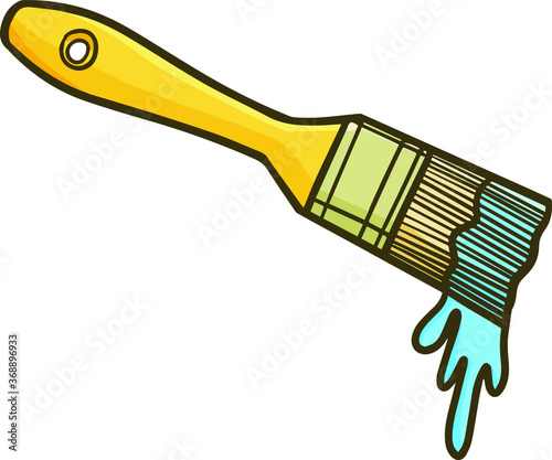 Funny and cute brush with blue paint on the end