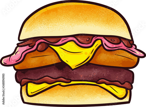 Funny and yummy big chicken cheese burger ready to eat