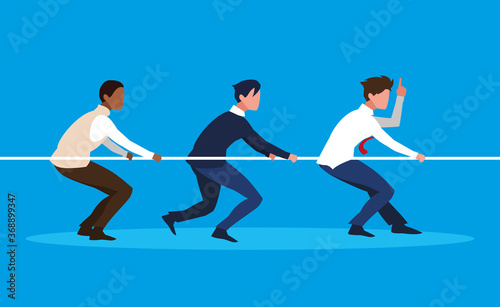 businessmen elegant pulling rope vector ilustration