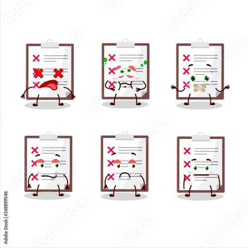 Clipboard with cross check cartoon character with nope expression