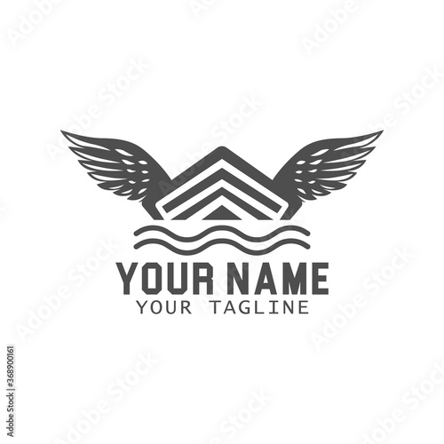 ark angel logo. ark with wings vector illustration	
