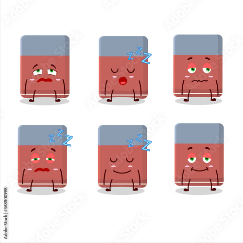 Cartoon character of eraser with sleepy expression