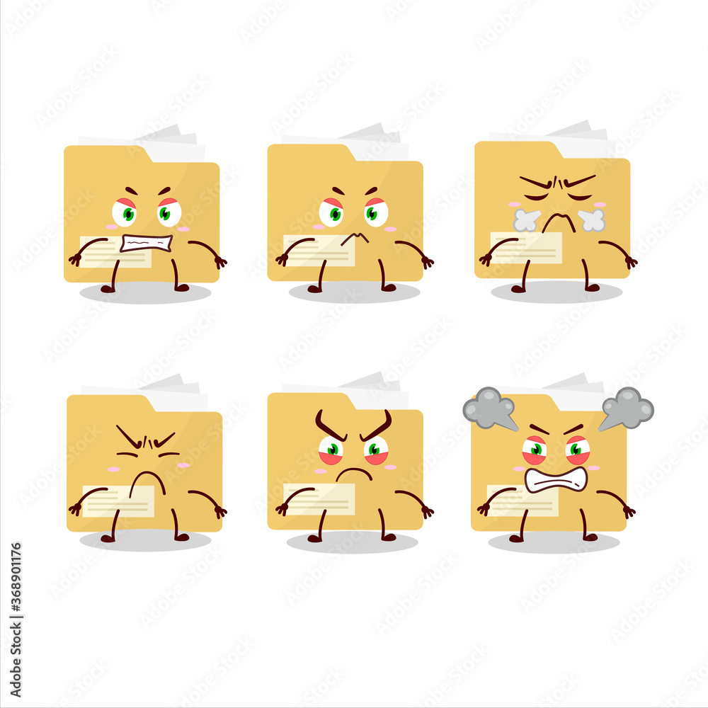 Fototapeta premium File folder cartoon character with various angry expressions