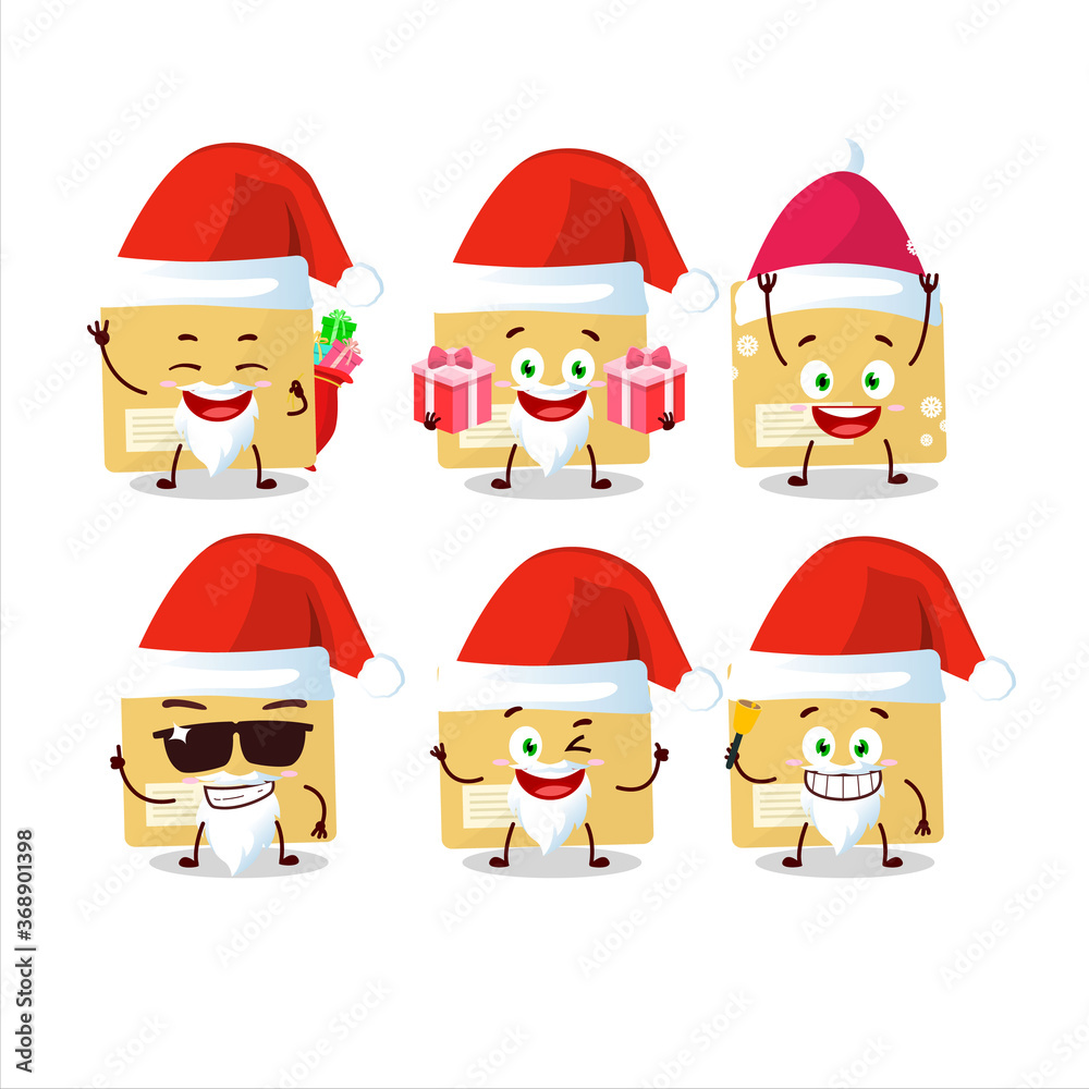 Santa Claus emoticons with file folder cartoon character