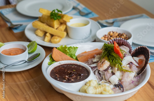 Traditional Peruvian prawn ceviche