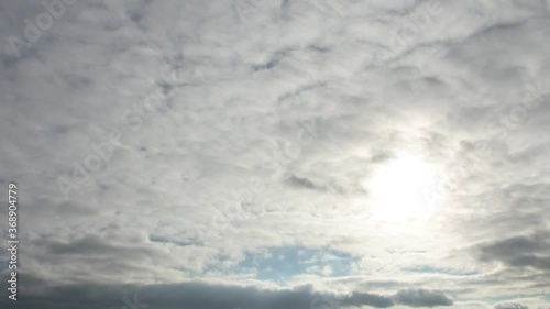 Grey and white clouds covering the blue sky
