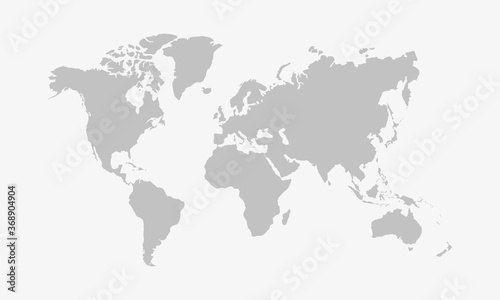 World map isolated with clipping path on gray background photo