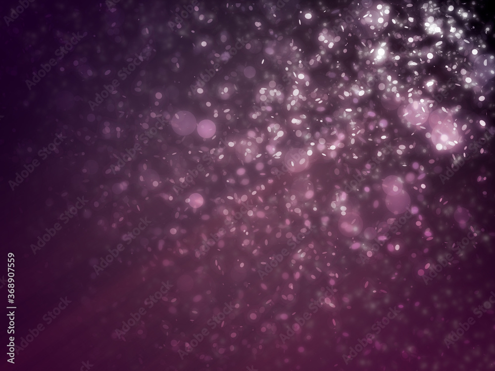 Many mini purple glitter light effect falling on dark purple background