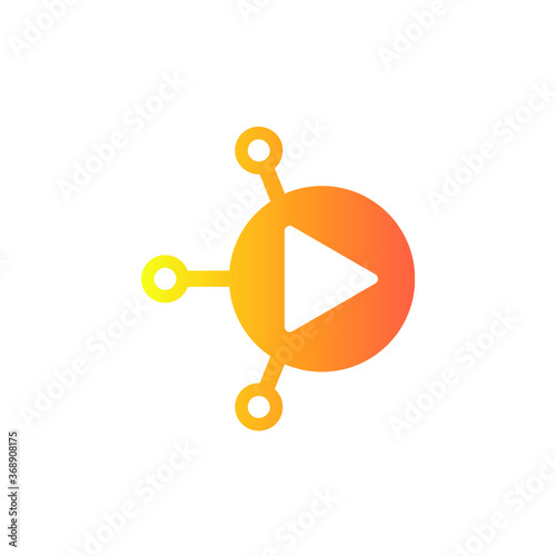 Vector media tech icon. Technology play media logo. Stock illustration.