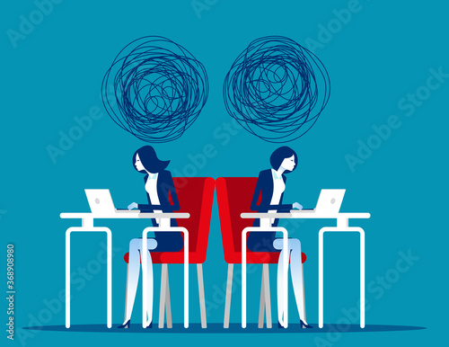 Business person with bad mood. Variance concept. Flat business cartoon vector style design