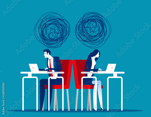 Business person with bad mood. Variance concept. Flat business cartoon vector style design