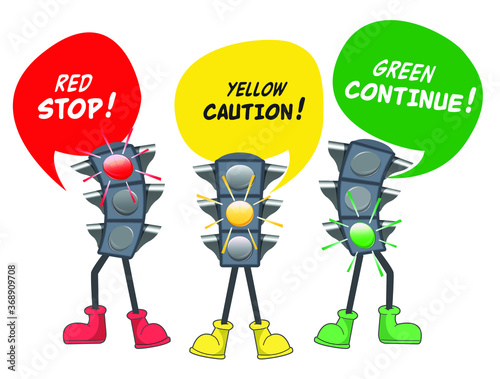 Set traffic light. Follow the rules of the road. Vector illustration. Isolated on white background