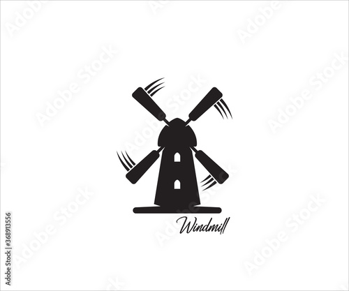 a spinning windmill simple vector icon logo design illustration