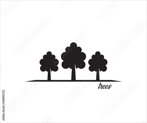 three tree in a line simple vector icon logo design illustration