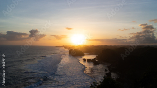 View of the hills and sea when sunset. view from kosa kora hill photo