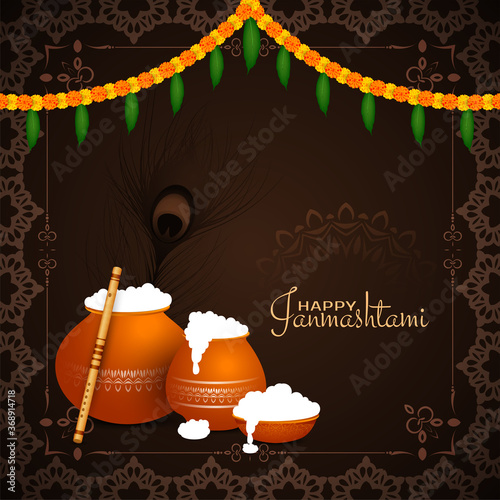 Religious Happy Janmashtami festival background design
