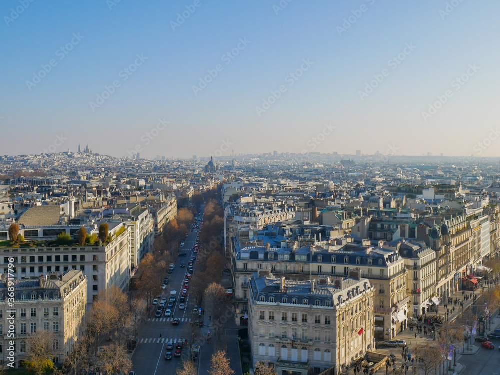 panoramic aerial view of paris