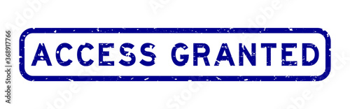 Grunge blue access granted word square rubber seal stamp on white background