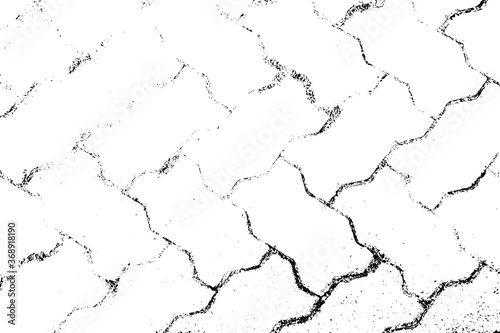 Grunge black texture as brick floor block shape on white background (Vector). Use for decoration, aging or old layer