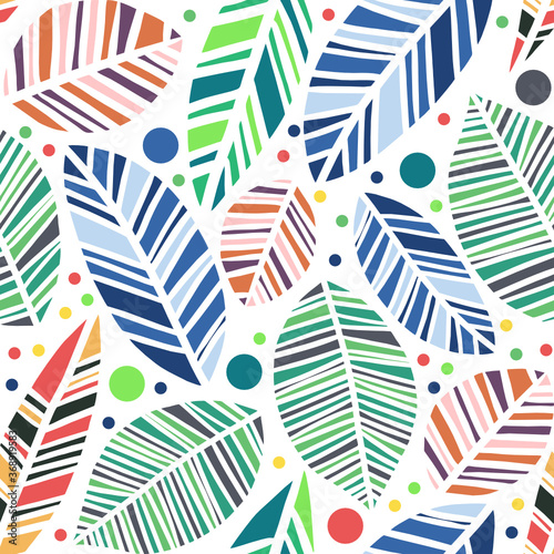 colorful leaves seamless pattern isolated in white background