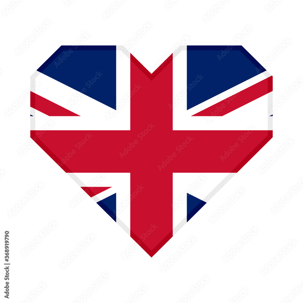 Obraz premium heart icon with united kingdom flag, isolated on white background