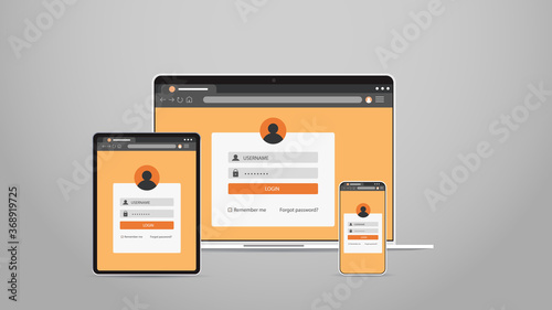 laptop tablet and smartphone screns cross platform application development adaptive user interface responsive web design horizontal vector illustration