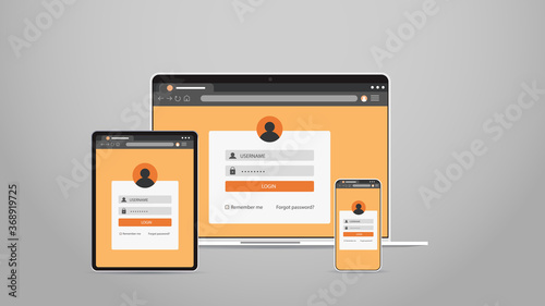 laptop tablet and smartphone screns cross platform application development adaptive user interface responsive web design horizontal vector illustration photo