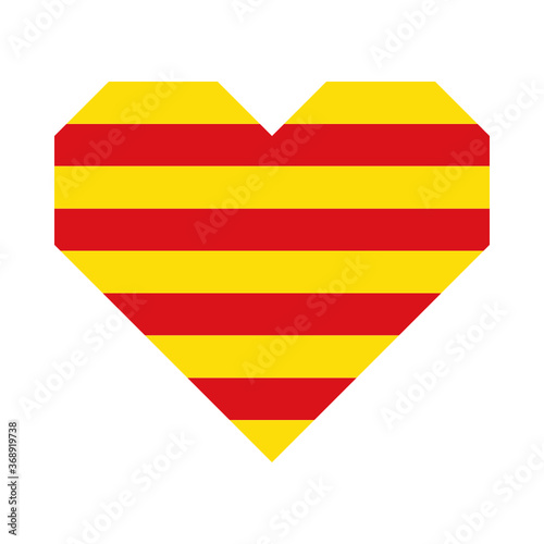 heart icon with catalonia flag, isolated on white background
