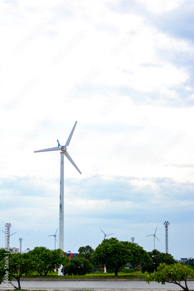 wind turbine against blue sky wind turbine against blue sky