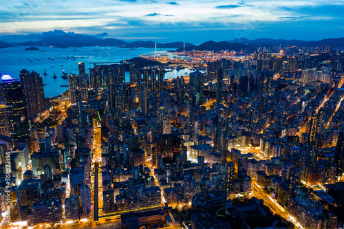  Top view of Hong Kong evening