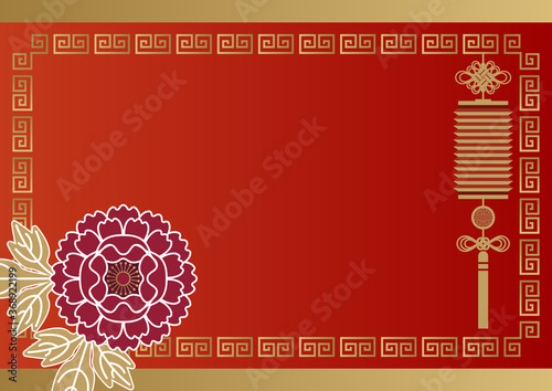 春節の為の背景素材。
中華風の華と灯篭のイラスト。
背景素材。春節。