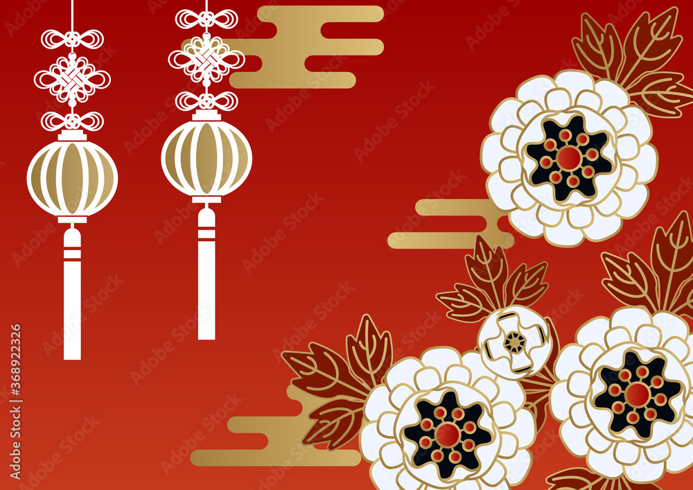 春節の為の背景素材 中華風の華と灯篭のイラスト 背景素材 春節 Stock Vector Adobe Stock