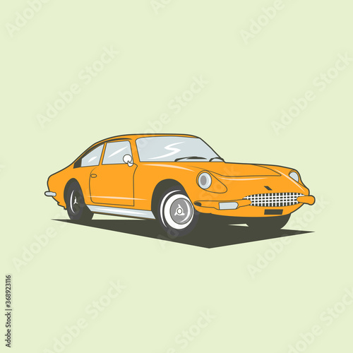 Luxury old sport car vector drawing illustration.Good for retro lover t-shirt design or any printing.