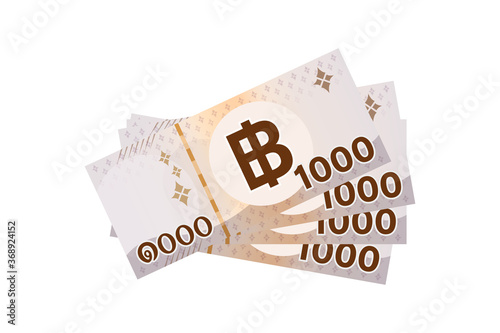 Canvas-taulu 4,000 baht thai banknote money isolated on white, thai currency four thousand TH