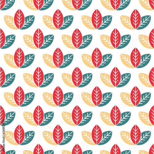 colorful repetition leaf form seamless pattern isolated in white background