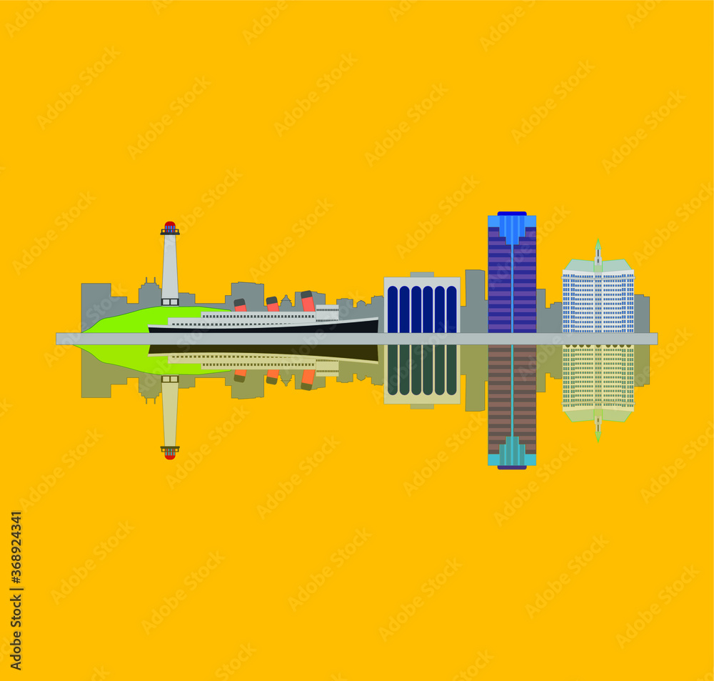 Long Beach California City Skyline in United States.