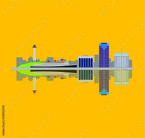 Obraz na płótnie Long Beach California City Skyline in United States. w salonie