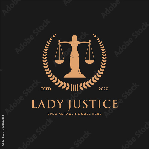 woman / lady law logo concept with shield element.