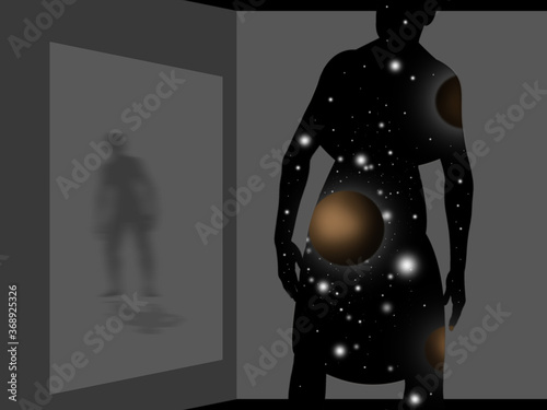 Illustrazione digitale di un'alieno riflesso photo