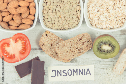 Healthy eating as source melatonin and tryptophan. Best food for insomnia problems