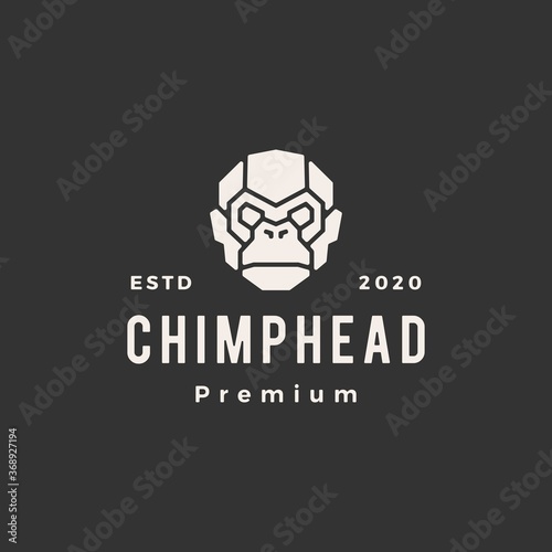 chimp head hipster vintage logo vector icon illustration