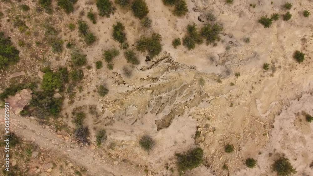 Aerial view of severe soil erosion in an arid region of South Africa ...