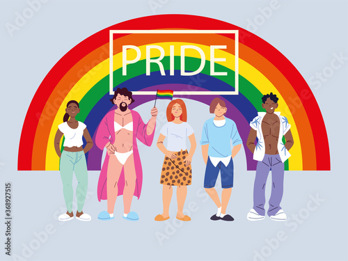 people with rainbow background  gay pride symbol
