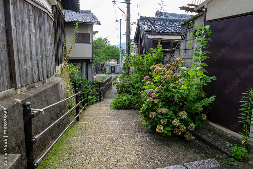 July 19, 2020, an alleyway in a small village in Kyoto, Japan
