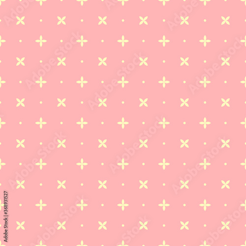 simple tiny flower from basic shapes seamless pattern repetition isolated in pink background