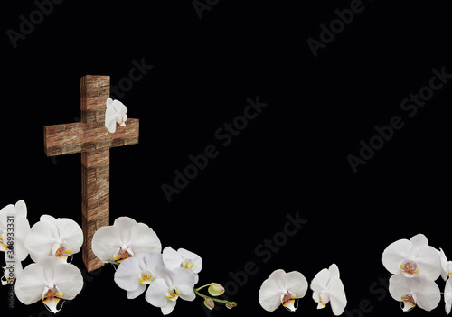 cross and white orchid