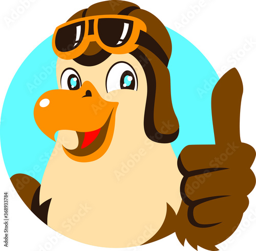 Pilot Eagle Thumb Up Cartoon Character